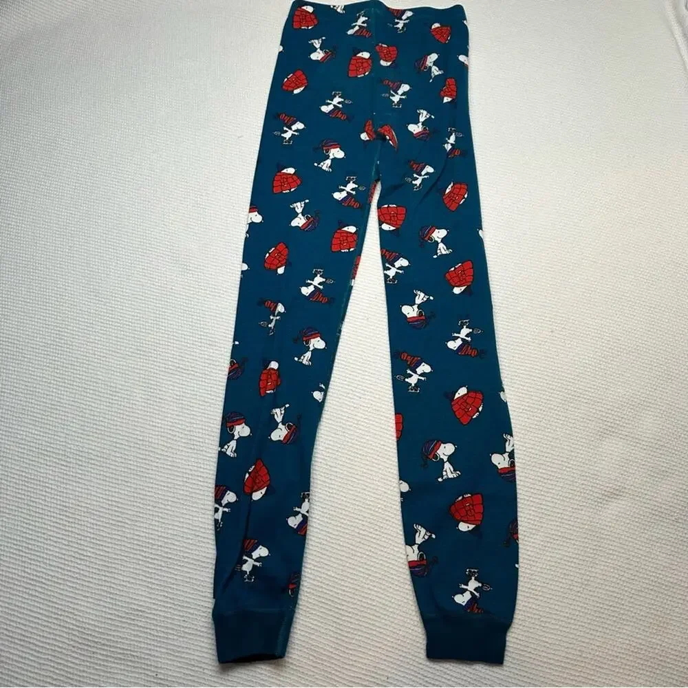 Hanna Andersson Snoopy Holiday Christmas Skating Size 10 140 Long John Pants